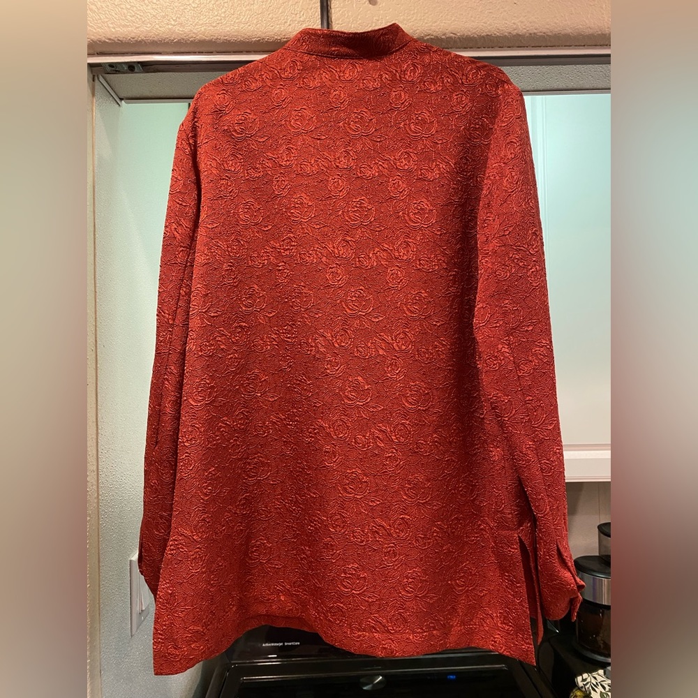 3/$10 Draper’s & Damon’s Long Sleeve Shirt / Blouse Medium Orange / Red - Picture 2 of 8